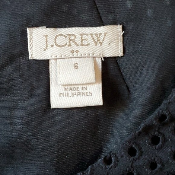 J. CREW 100% COTTON EYELET "FLUTTER SLEEVE" BLACK SHORT SLEEVE DRESS SZ 6 - Picture 3 of 10